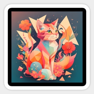 Geometric Cat Sticker